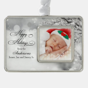 Frosty Winter Snow Personalized Photo Christmas Ornament