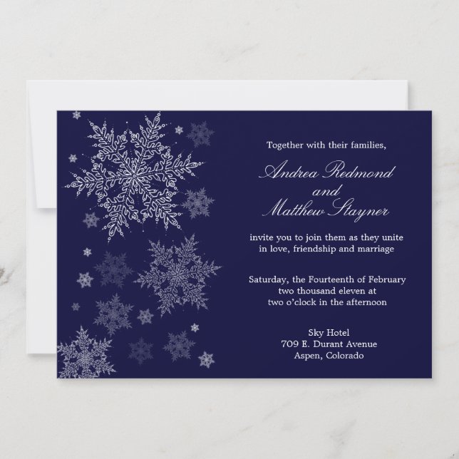 Frosty Winter Snowflake Wedding invitation (Front)