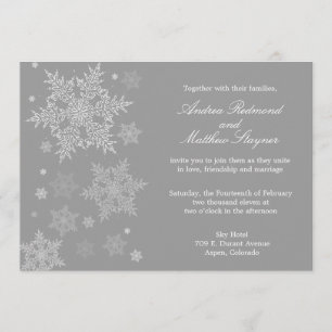Frosty Winter Snowflake Wedding invitation Gray