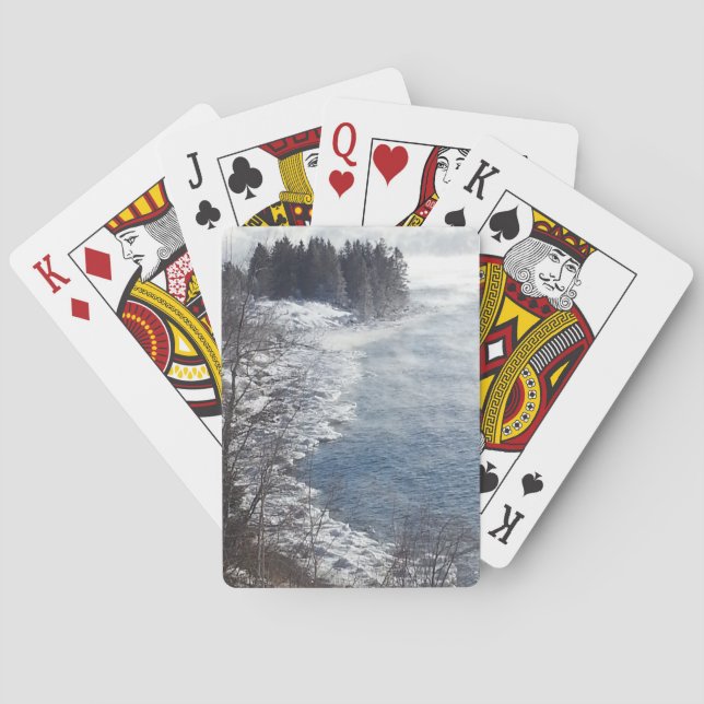 Frosty Winter trees on North Shore Drive Duluth Poker Cards (Back)