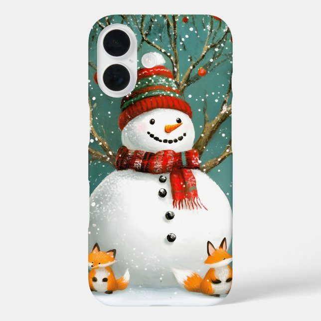 Frosty Winter Whimsical Snowman Fox Wonderland Case-Mate iPhone Case (Back)