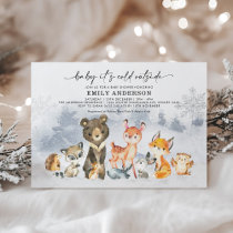 Frosty Winter Woodland Forest Animals Baby Shower Invitation