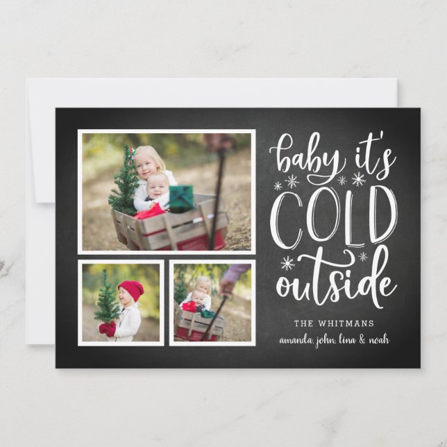Frosty Wishes | Holiday Photo Collage Card (Front)