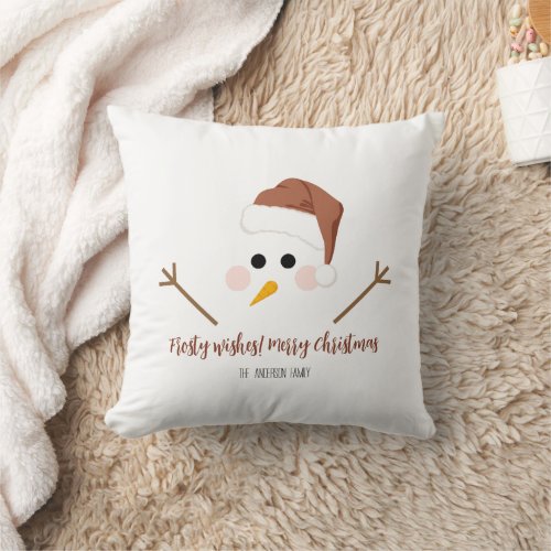 Frosty wishes Merry Christmas Throw Pillow
