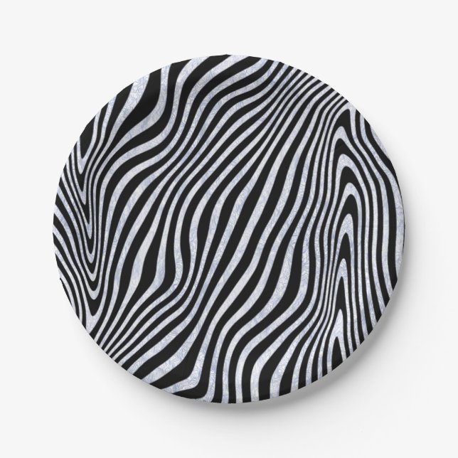 Frosty Zebra Stripes Paper Plates (Front)