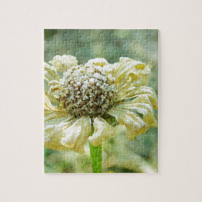 Frosty Zinna Jigsaw Puzzle (Vertical)