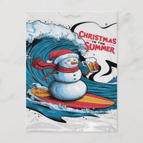 Frostys Christmas Surfin Brew Postcard
