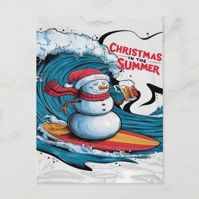 Frostys Christmas Surfin Brew Postcard (Front)