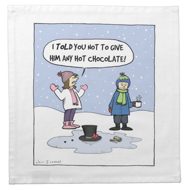 Frosty's Last Day - Funny Christmas Cartoon Cloth Napkin (Front)