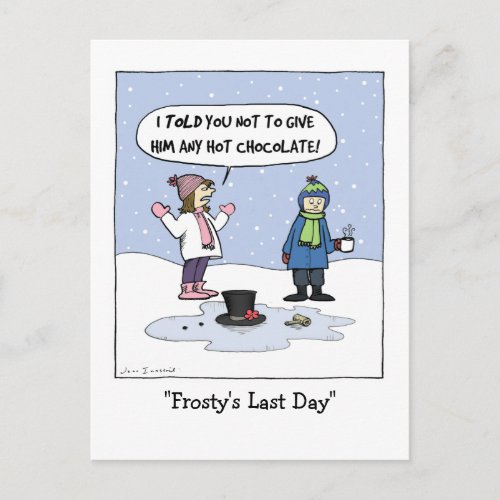 Frostys Last Day  Funny Christmas Cartoon Xmas Postcard