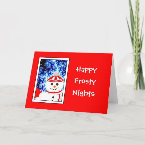 FROSTYS NIGHT Snowman Design Greeting Card