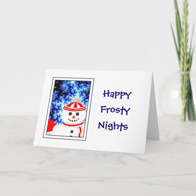 FROSTY'S NIGHT Snowman Design Greeting Card (Front)