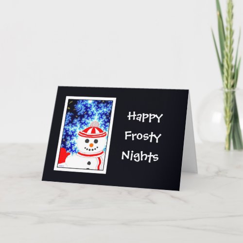 FROSTYS NIGHT Snowman Design Greeting Card