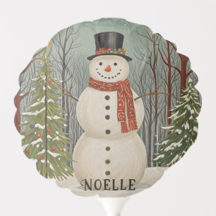 Frosty's Snowy Scene Personalized Christmas Balloon