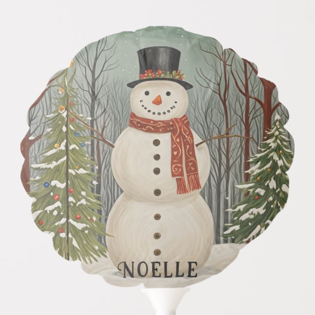 Frosty's Snowy Scene Personalized Christmas Balloon (Front)