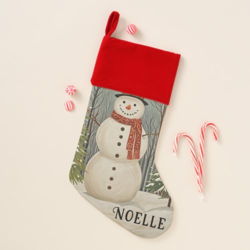 Frostys Snowy Scene Personalized Christmas Christmas Stocking