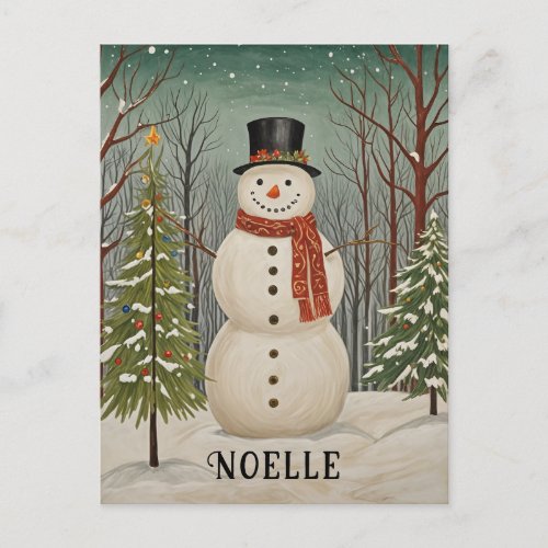 Frostys Snowy Scene Personalized Christmas Postcard