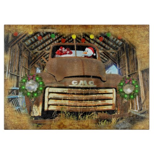 Frostys Vintage GMC Truck Christmas Run Cutting Board