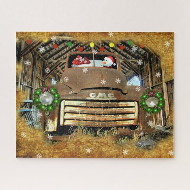 Frosty's Vintage GMC Truck Christmas Run Jigsaw Puzzle (Horizontal)