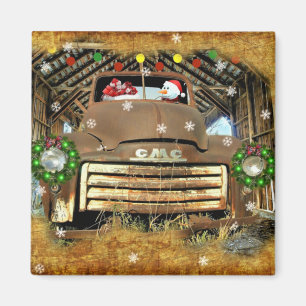 Frosty's Vintage GMC Truck Christmas Run Magnet