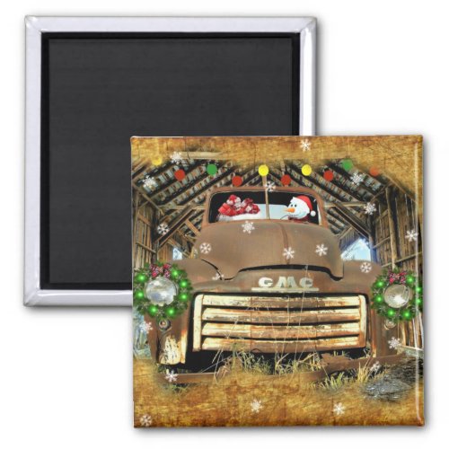 Frostys Vintage GMC Truck Christmas Run Magnet