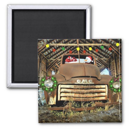 Frostys Vintage GMC Truck Christmas Run Magnet