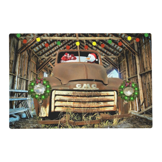 Frosty's Vintage GMC Truck Christmas Run Placemat (Front)