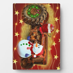 Frosty's Vintage Red Tractor Christmas Plaque