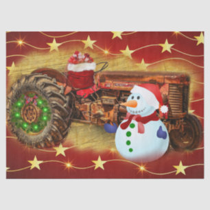 Frosty's Vintage Red Tractor Christmas Tissue Paper