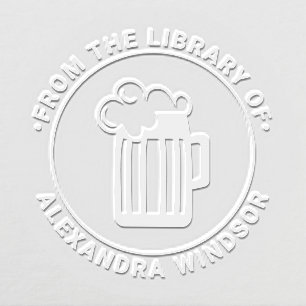 Frothy Beer Mug Library Book Name Embosser