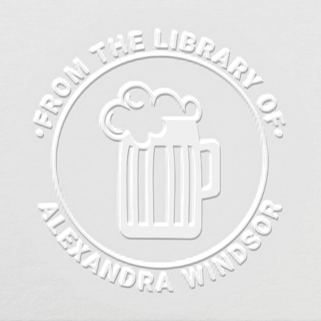 Frothy Beer Mug Library Book Name Embosser (Design)