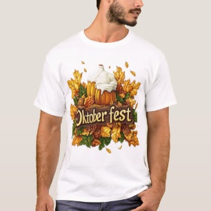 Frothy Beer Mugs With Fall Maple Leaves Clipart T-Shirt