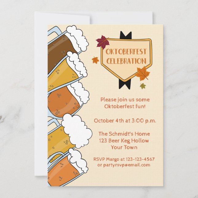 Frothy Beers Oktoberfest Party Invitation (Front)