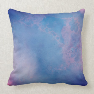 *~* Frothy Blue Magenta Abstract Modern Watercolor Throw Pillow