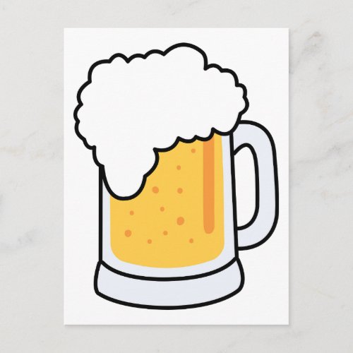 Frothy Cartoon Glass Beer Mug with Beer Postcard
