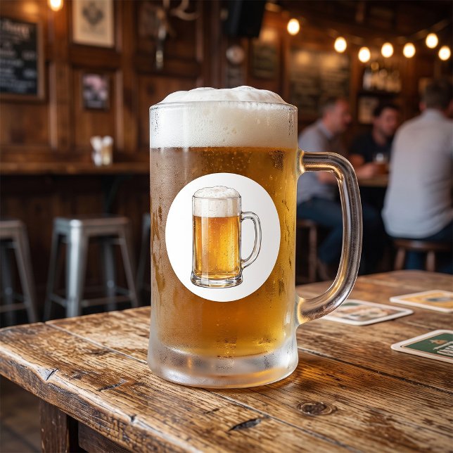Frothy Cold Beer Mug Drinker Classic Round Sticker (Creator Uploaded)