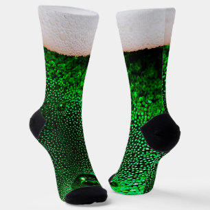 Frothy Head of Beer Funny Green Lager Bottle Socks