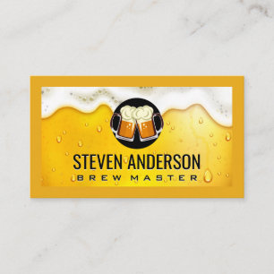 Frothy Mugs Clanking Restaurant Business Card