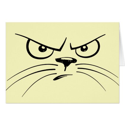 Frowning Drawn Cat Face Card