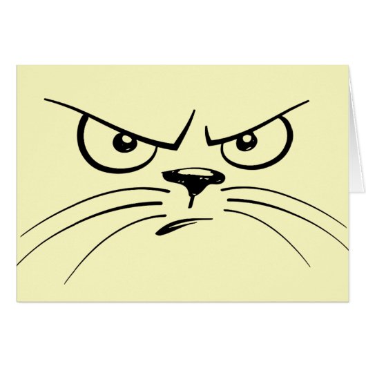 Frowning Drawn Cat Face Cards (Front Horizontal)