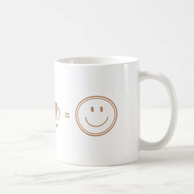 Frowning face + coffee = happy face  coffee mug (Right)