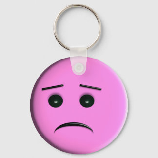 Frowny Face - Pink - Customized Keychain