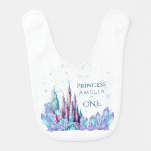 Frozen 1st Birthday Cartoon Castle First Birthday  Baby Bib