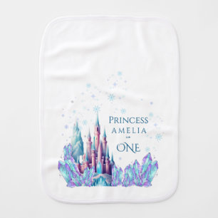 Frozen 1st Birthday Cartoon Castle First Birthday  Baby Burp Cloth