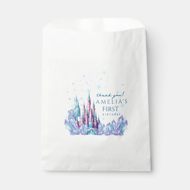 Frozen 1st Birthday Cartoon Castle First Birthday  Favor Bag (Front)
