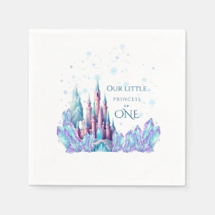 Frozen 1st Birthday Cartoon Castle First Birthday  Napkins