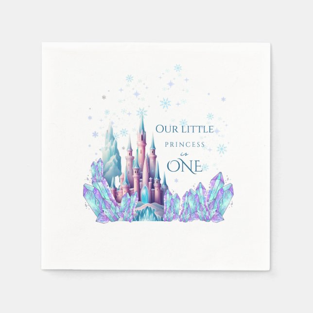 Frozen 1st Birthday Cartoon Castle First Birthday  Napkins (Front)