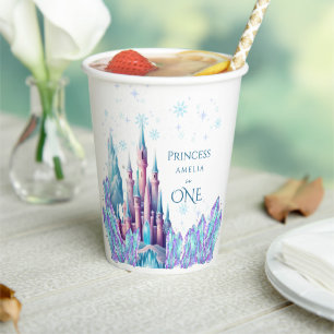 Frozen 1st Birthday Cartoon Castle First Birthday Paper Cups