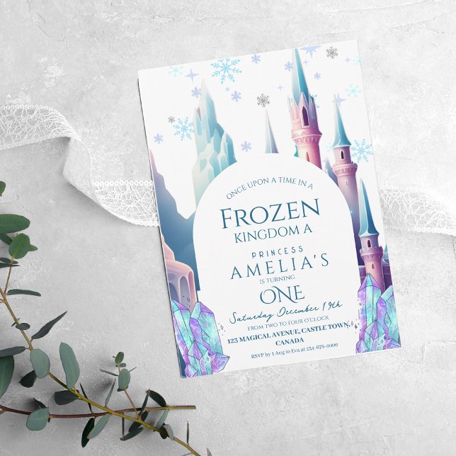 Frozen 1st Birthday Cartoon Castle Invitation (Creator Uploaded)