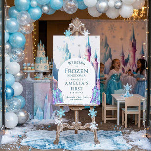 Frozen 1st Birthday Cartoon Castle Welcome Sign